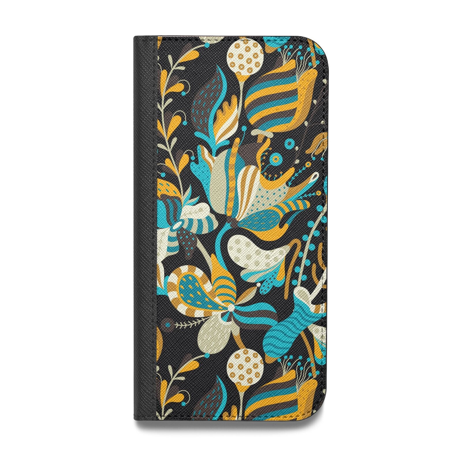 Colourful Floral Vegan Leather Flip iPhone Case