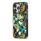 Colourful Floral iPhone 13 Pro Black Impact Case Side Angle on Silver phone