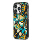 Colourful Floral iPhone 14 Pro Black Impact Case Side Angle on Silver phone