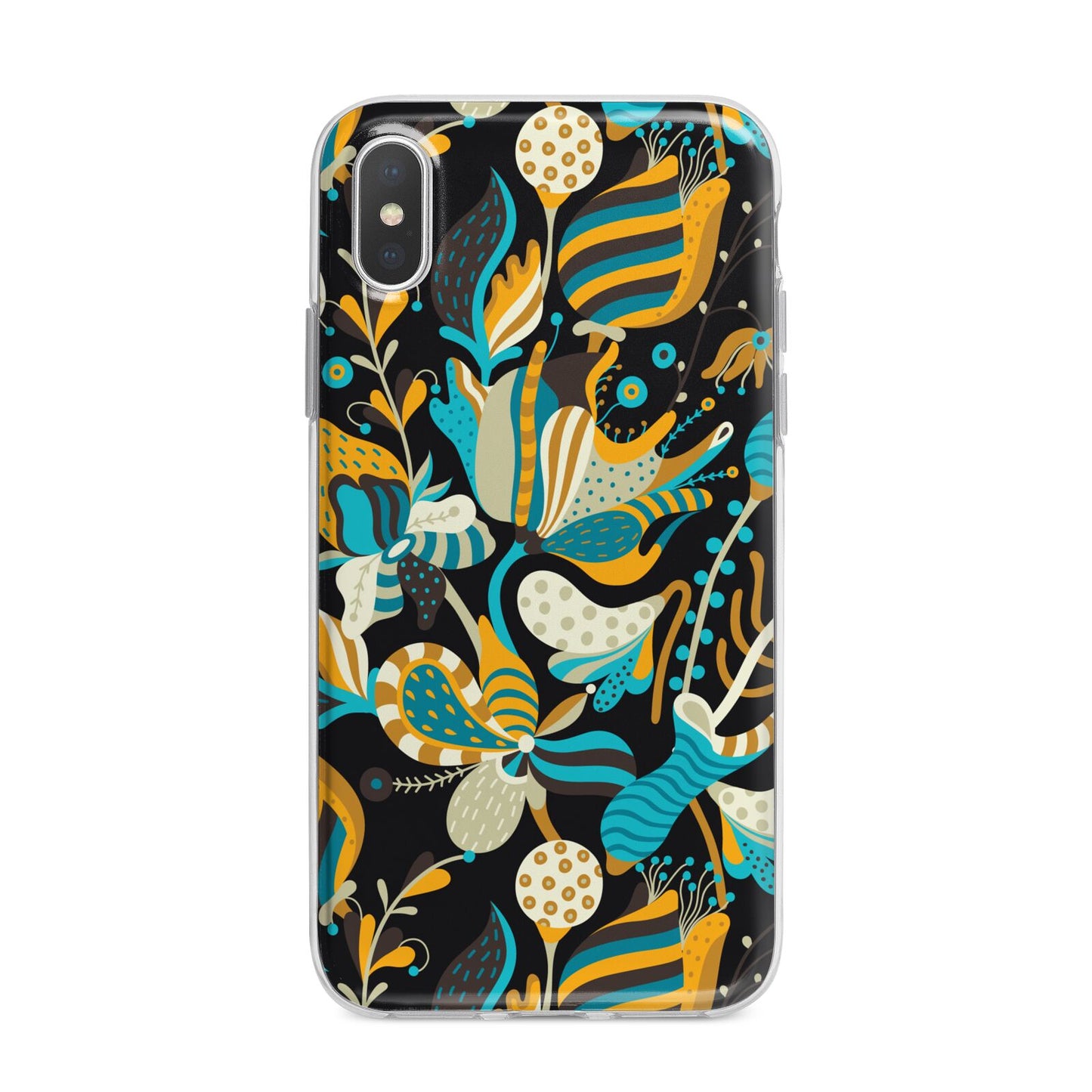 Colourful Floral iPhone X Bumper Case on Silver iPhone Alternative Image 1