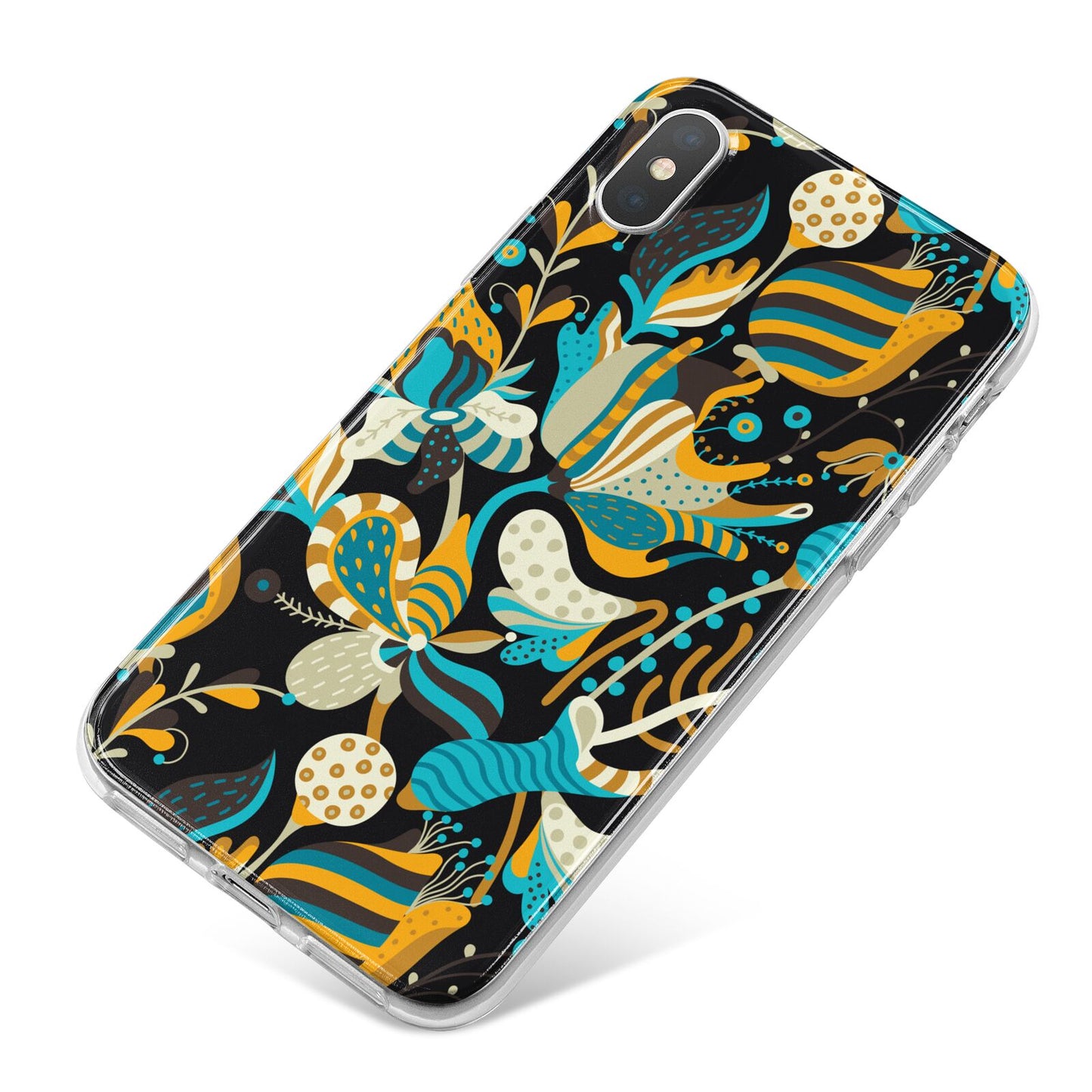 Colourful Floral iPhone X Bumper Case on Silver iPhone