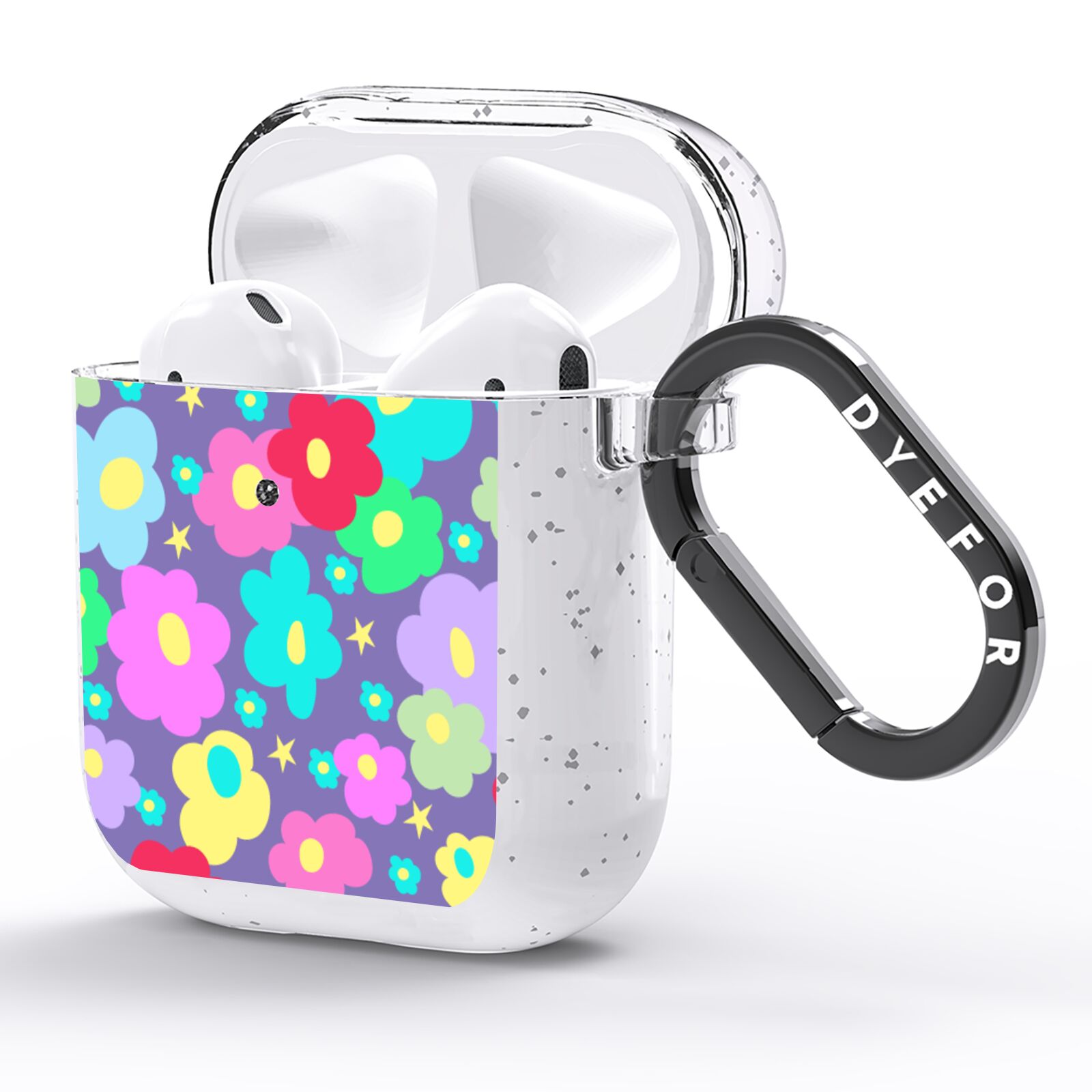 Colourful Flowers AirPods Glitter Case Side Image