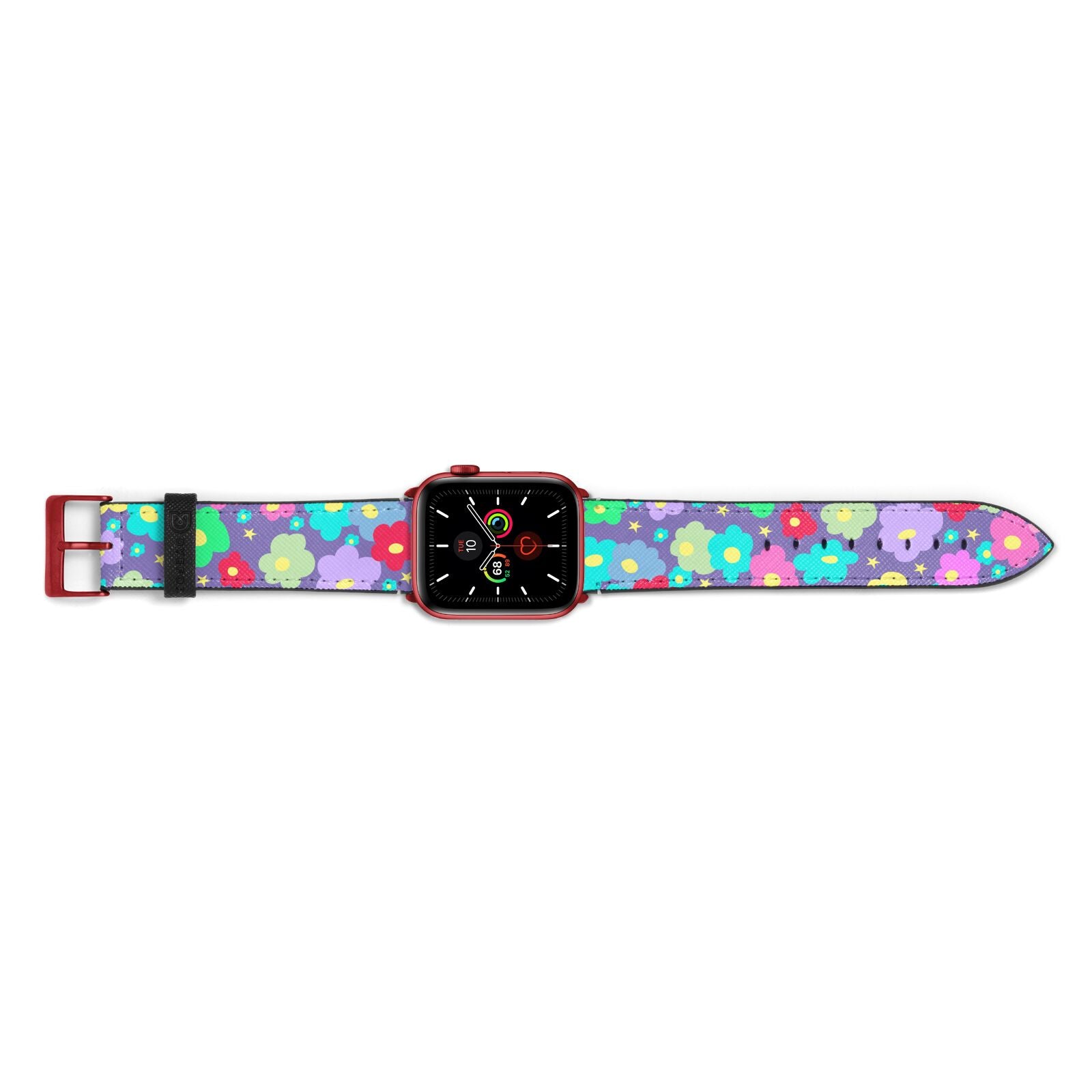 Colourful Flowers Apple Watch Strap Landscape Image Red Hardware