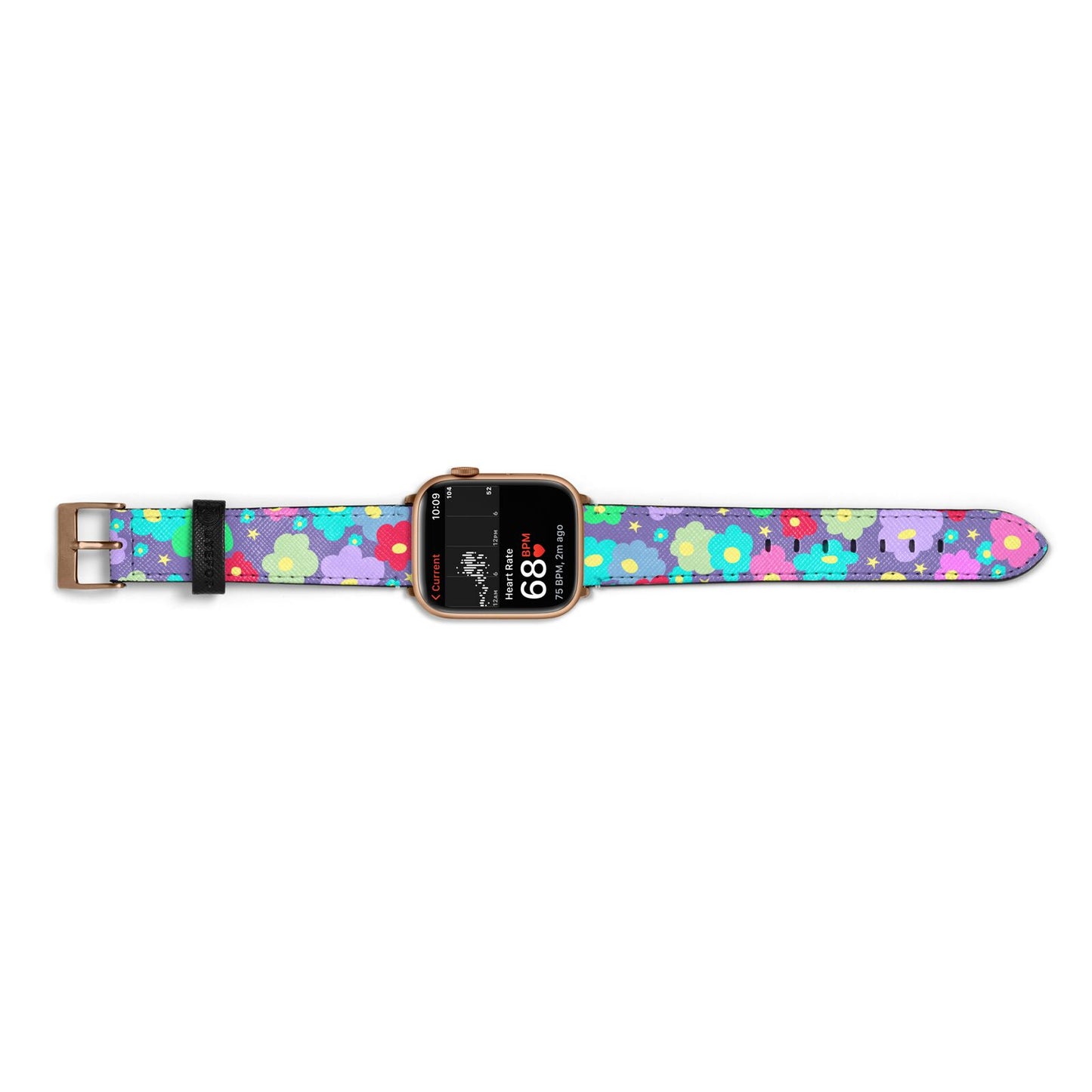 Colourful Flowers Apple Watch Strap Size 38mm Landscape Image Gold Hardware