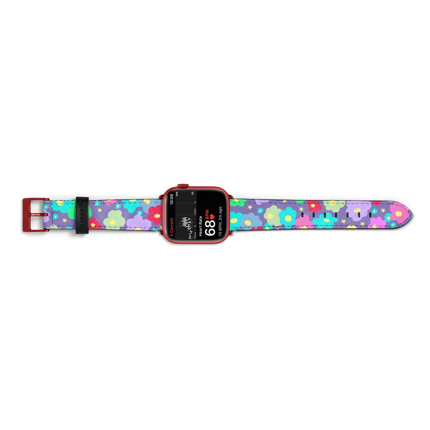 Colourful Flowers Apple Watch Strap Size 38mm Landscape Image Red Hardware