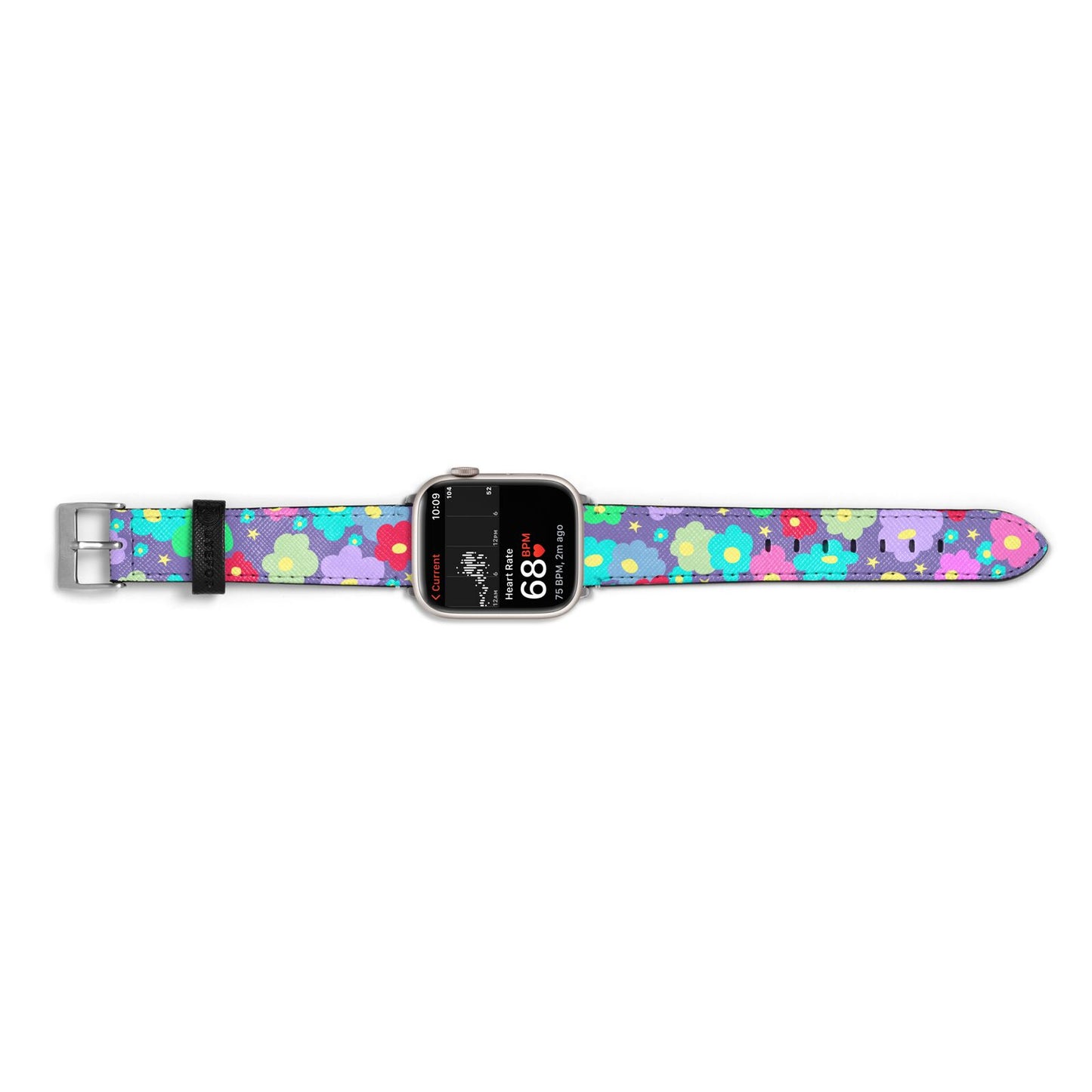 Colourful Flowers Apple Watch Strap Size 38mm Landscape Image Silver Hardware