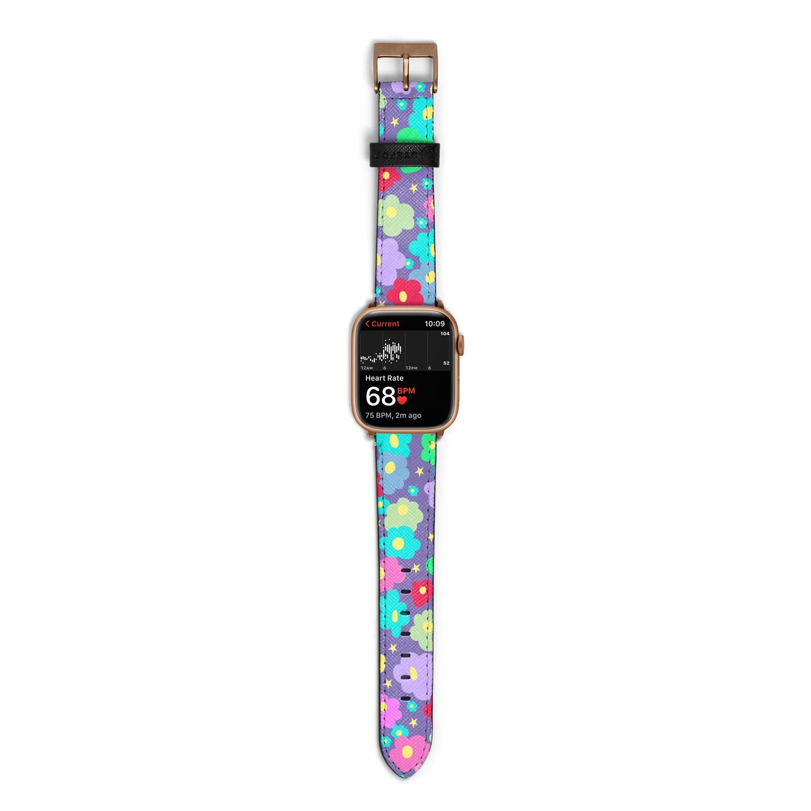 Colourful Flowers Apple Watch Strap Size 38mm with Gold Hardware