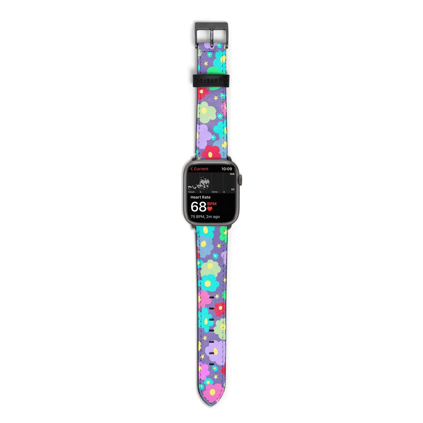 Colourful Flowers Apple Watch Strap Size 38mm with Space Grey Hardware