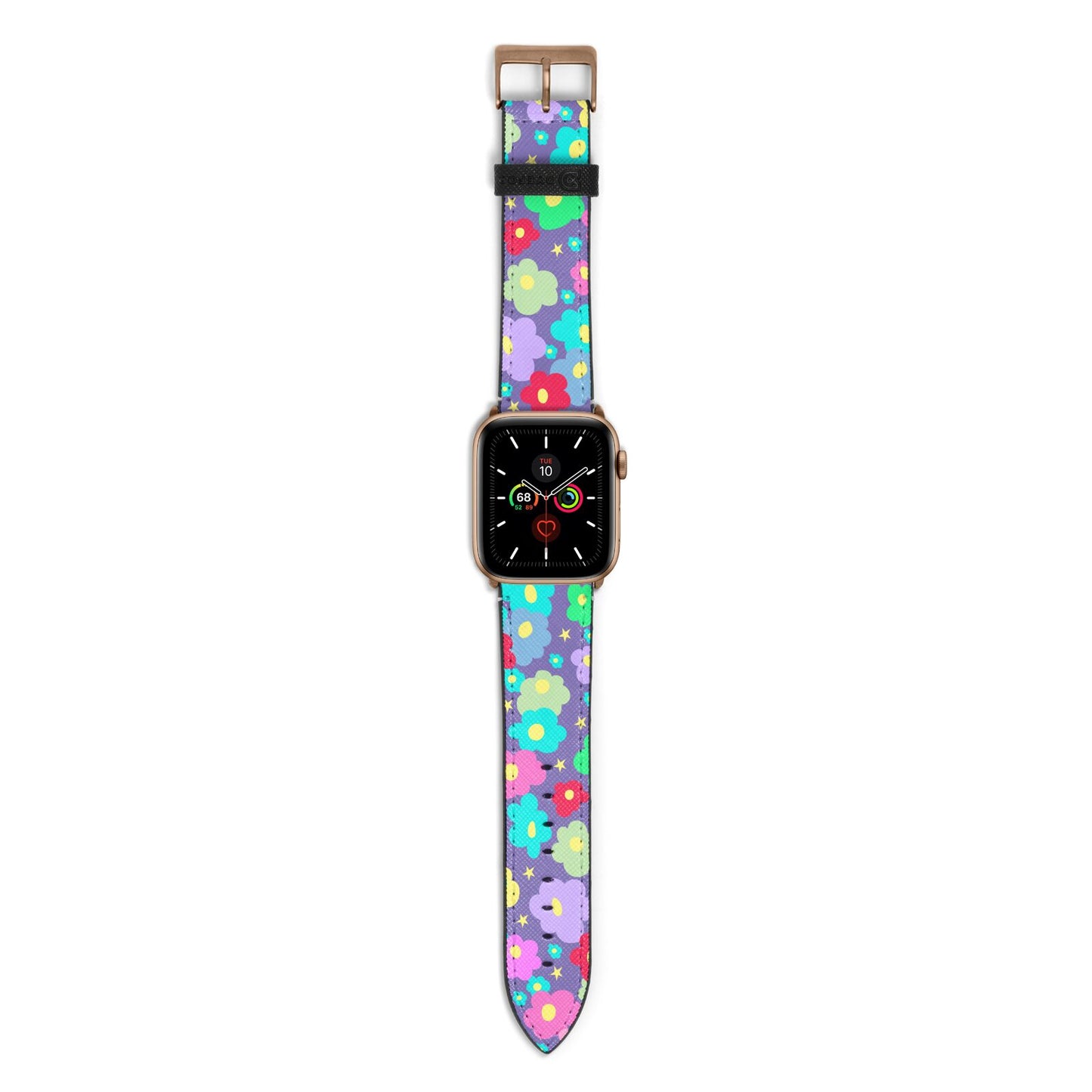 Colourful Flowers Apple Watch Strap with Gold Hardware