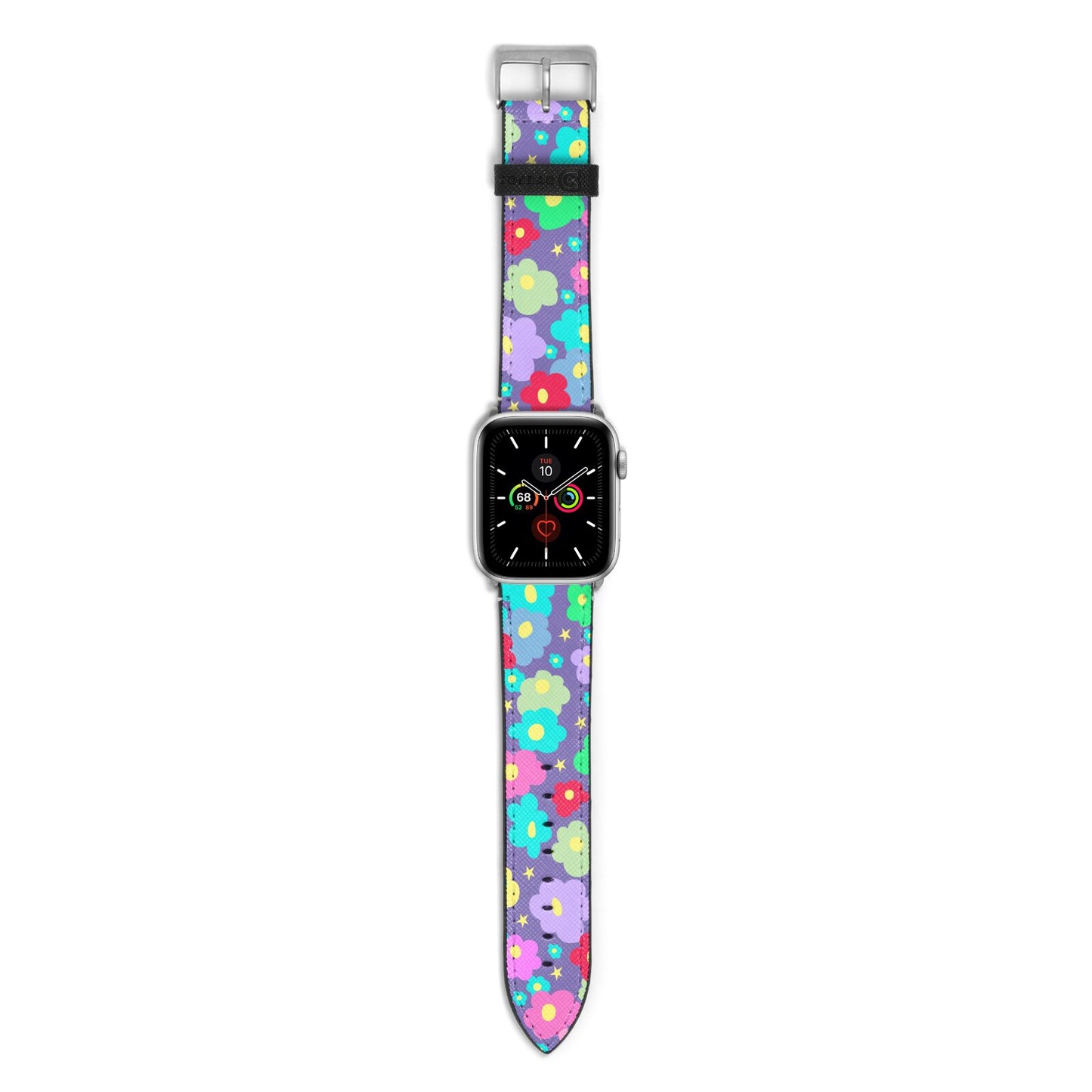 Colourful Flowers Apple Watch Strap with Silver Hardware