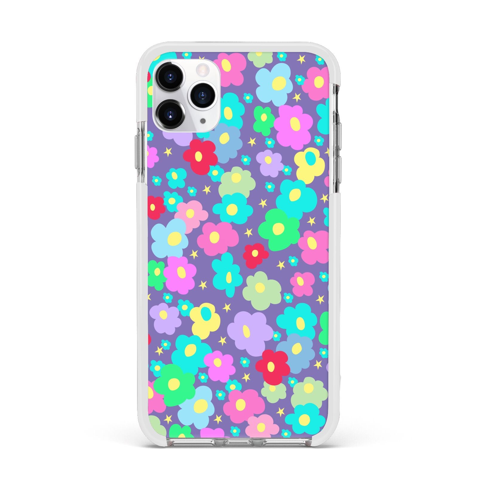 Colourful Flowers Apple iPhone 11 Pro Max in Silver with White Impact Case
