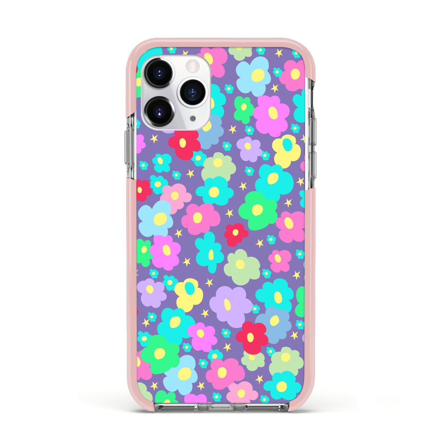 Colourful Flowers Apple iPhone 11 Pro in Silver with Pink Impact Case