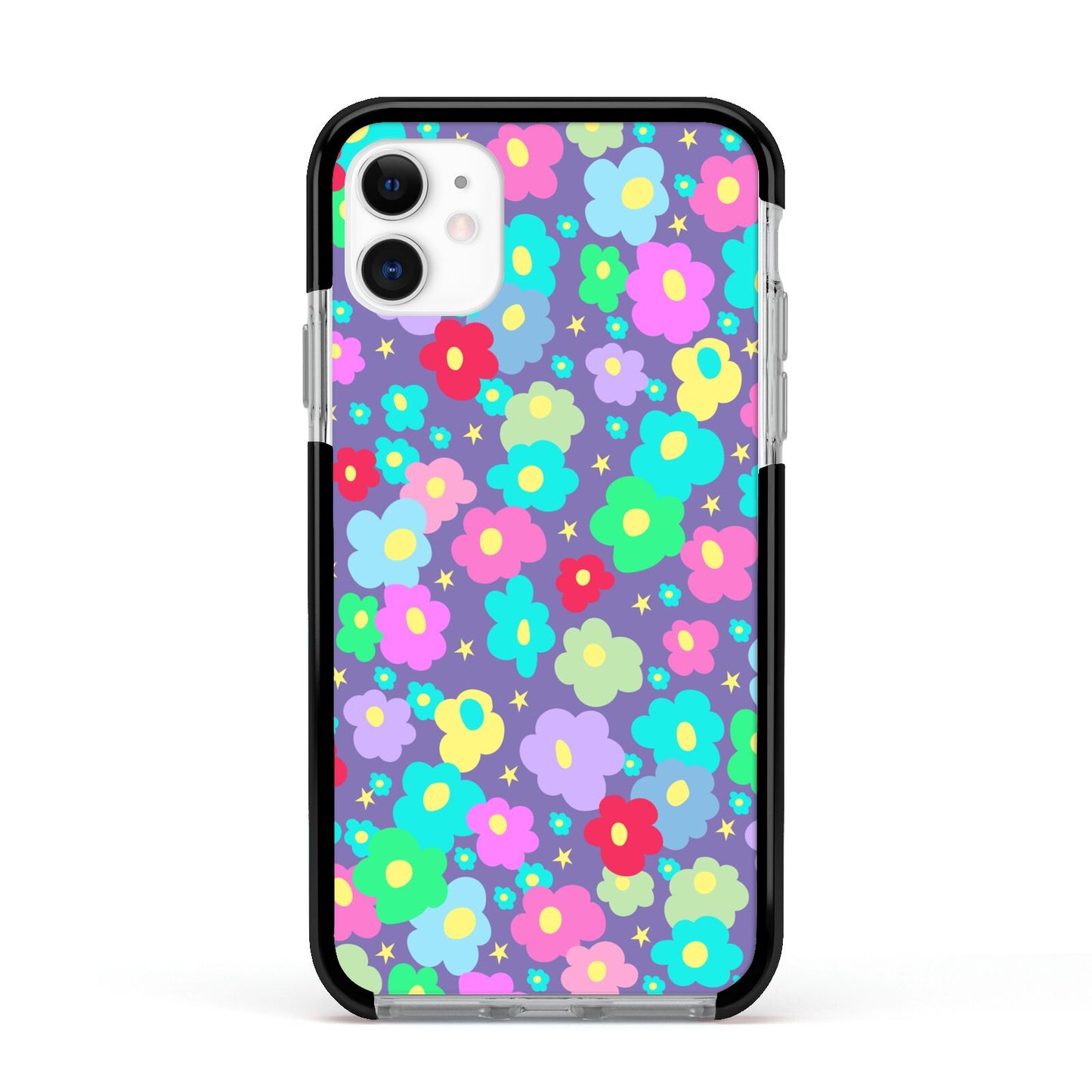 Colourful Flowers Apple iPhone 11 in White with Black Impact Case