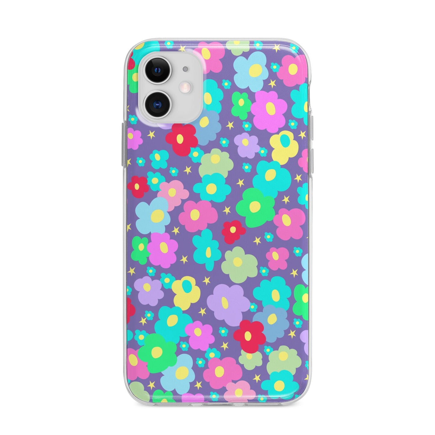Colourful Flowers Apple iPhone 11 in White with Bumper Case