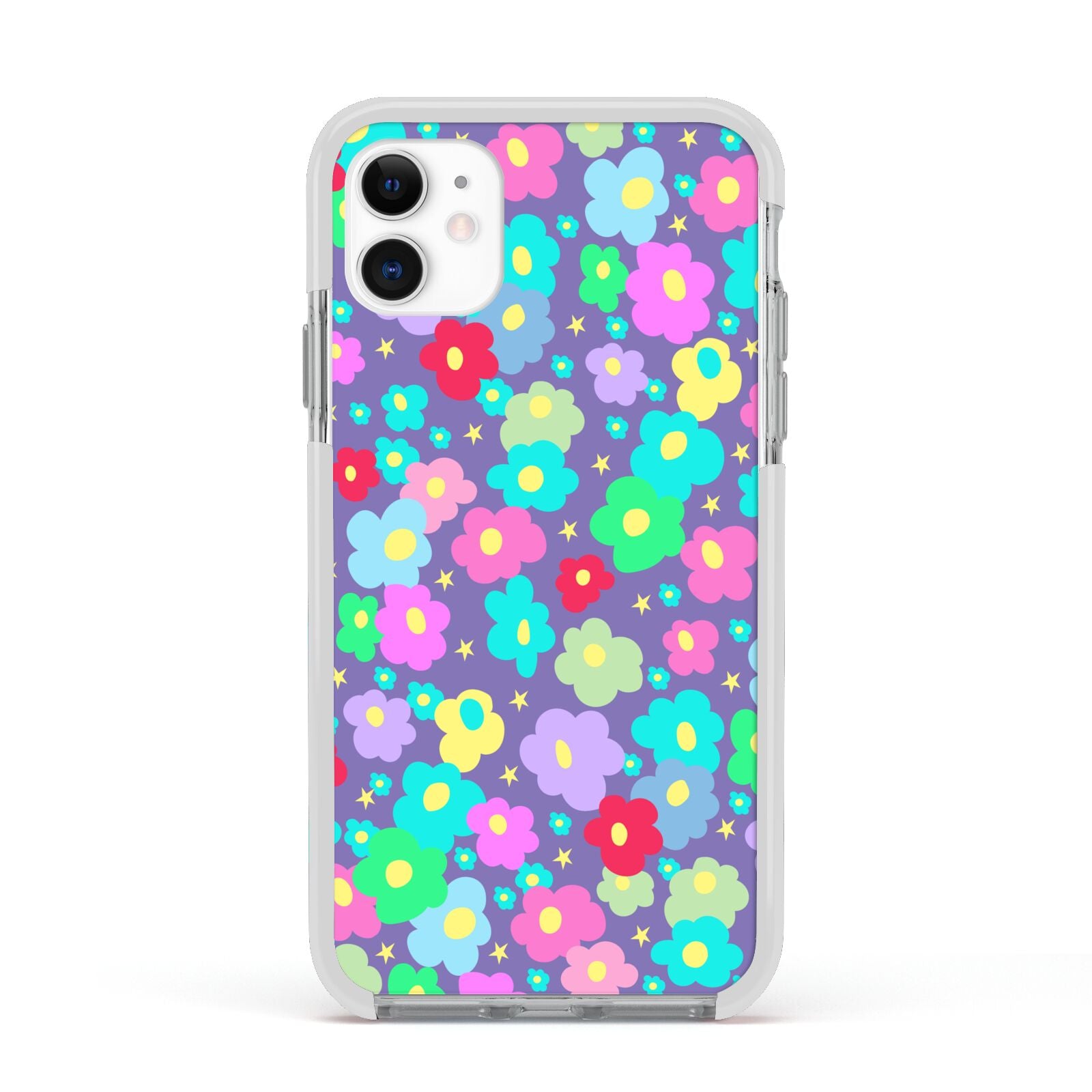 Colourful Flowers Apple iPhone 11 in White with White Impact Case