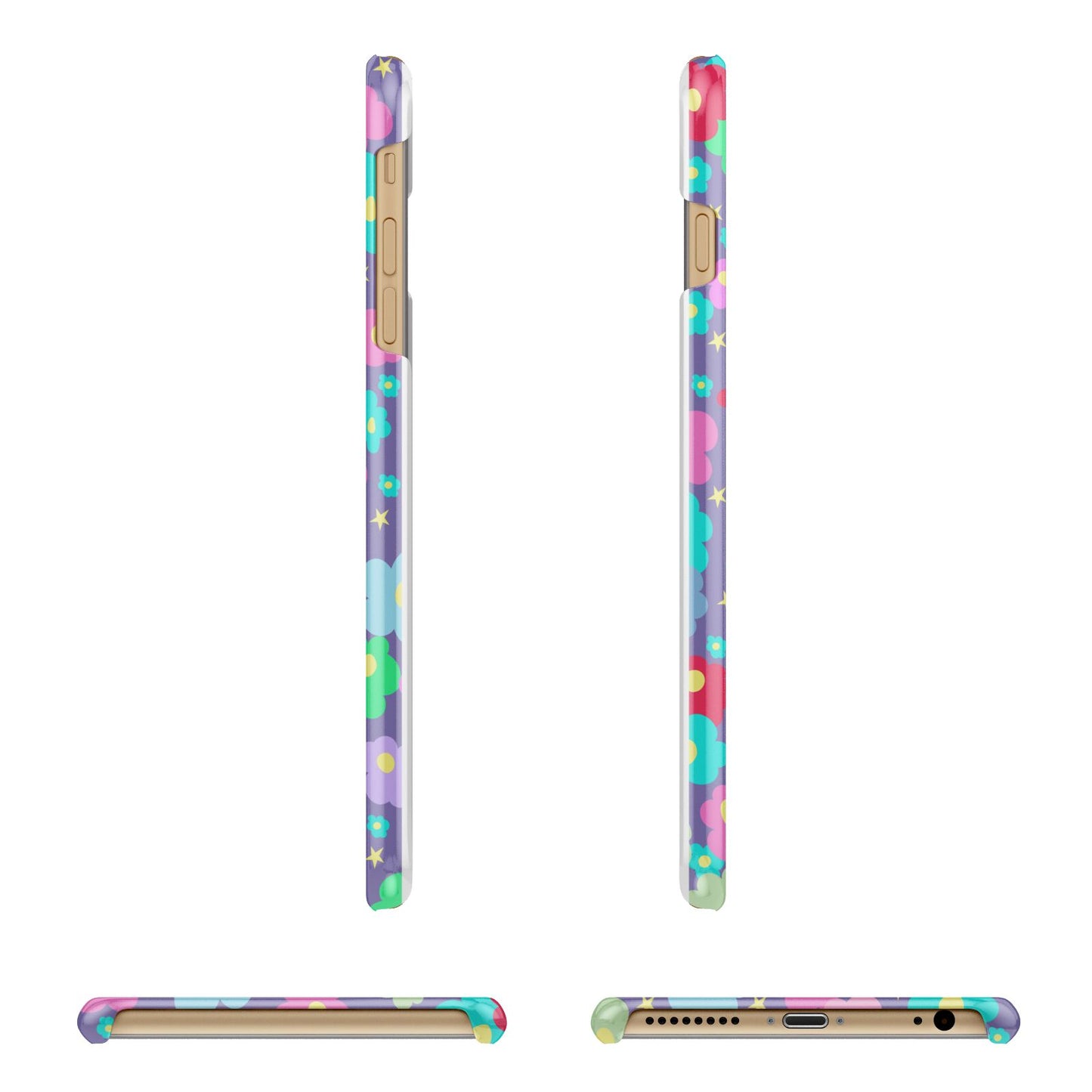 Colourful Flowers Apple iPhone 6 Plus 3D Wrap Snap Case Angled Images