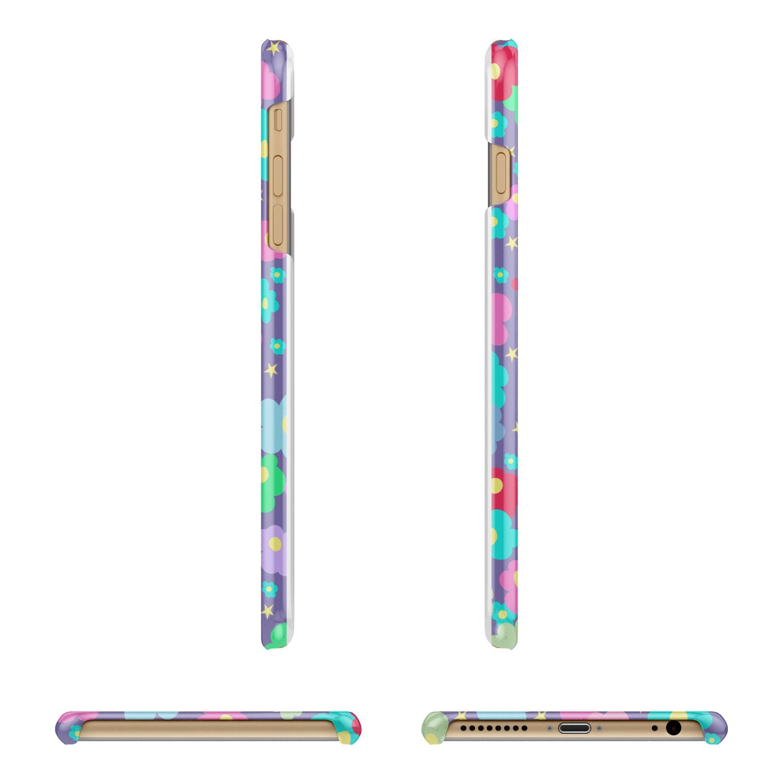 Colourful Flowers Apple iPhone 6 Plus 3D Wrap Snap Case Angled Images