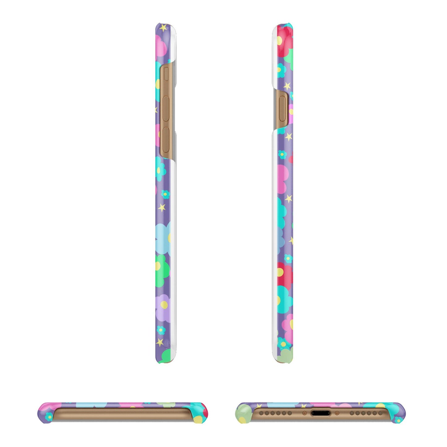 Colourful Flowers Apple iPhone 7 8 3D Wrap Snap Case Angled Images