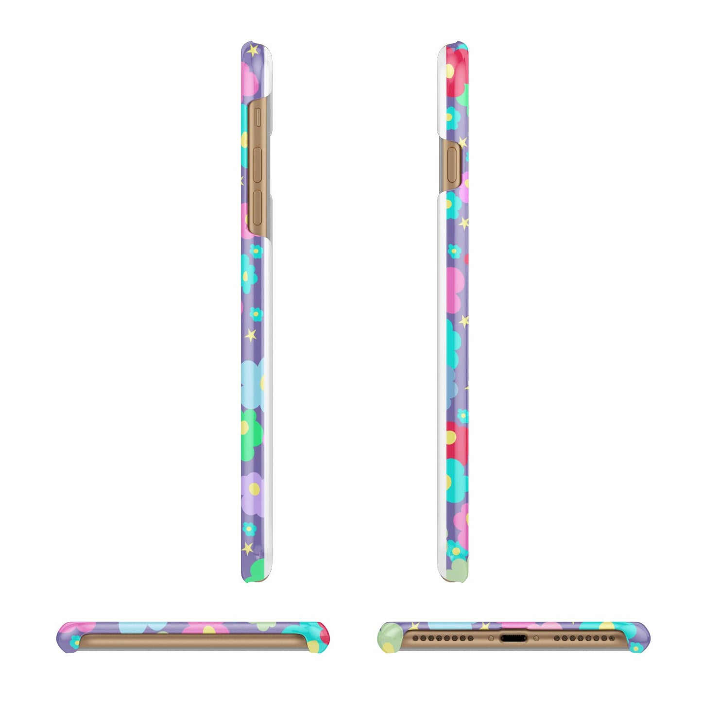 Colourful Flowers Apple iPhone 7 Plus 3D Wrap Snap Case Angled Images