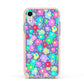 Colourful Flowers Apple iPhone XR Impact Case Pink Edge on Silver Phone