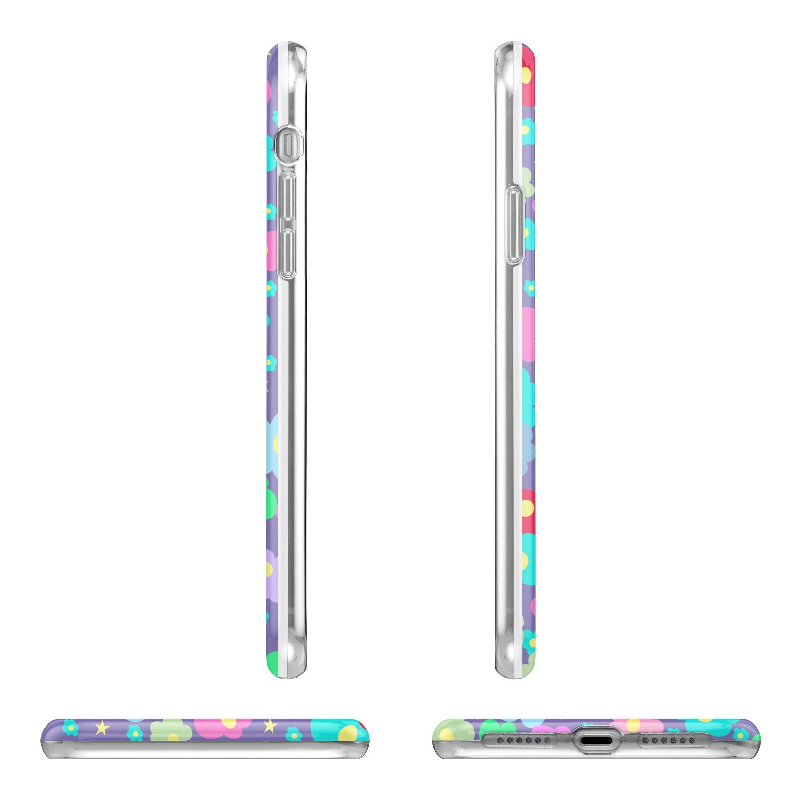 Colourful Flowers Apple iPhone XR in White with 3D Wrap Tough Case Alternative Image Angles