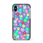 Colourful Flowers Apple iPhone Xs Impact Case Black Edge on Silver Phone