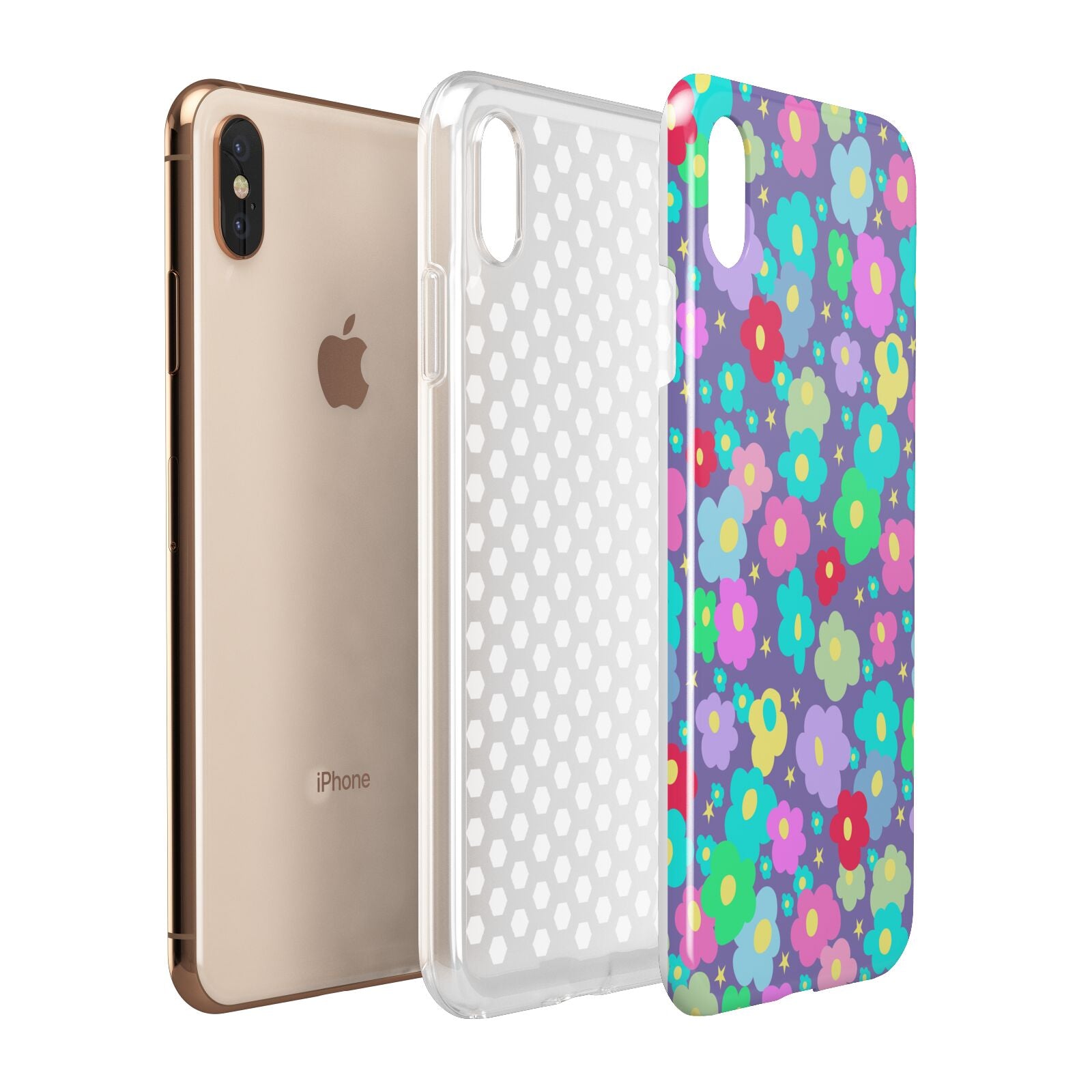 Colourful Flowers Apple iPhone Xs Max 3D Tough Case Expanded View