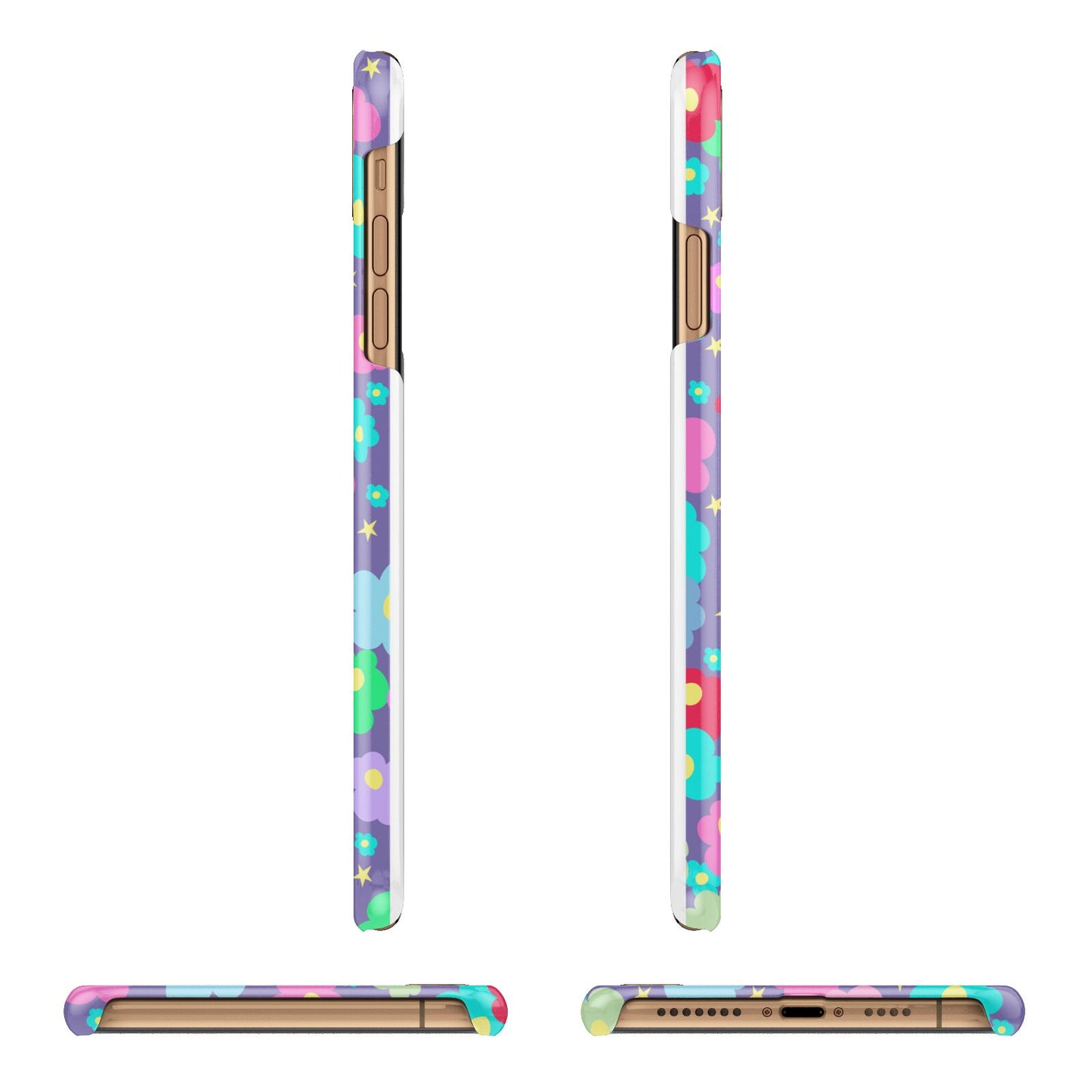 Colourful Flowers Apple iPhone Xs Max 3D Wrap Snap Case Angled Images