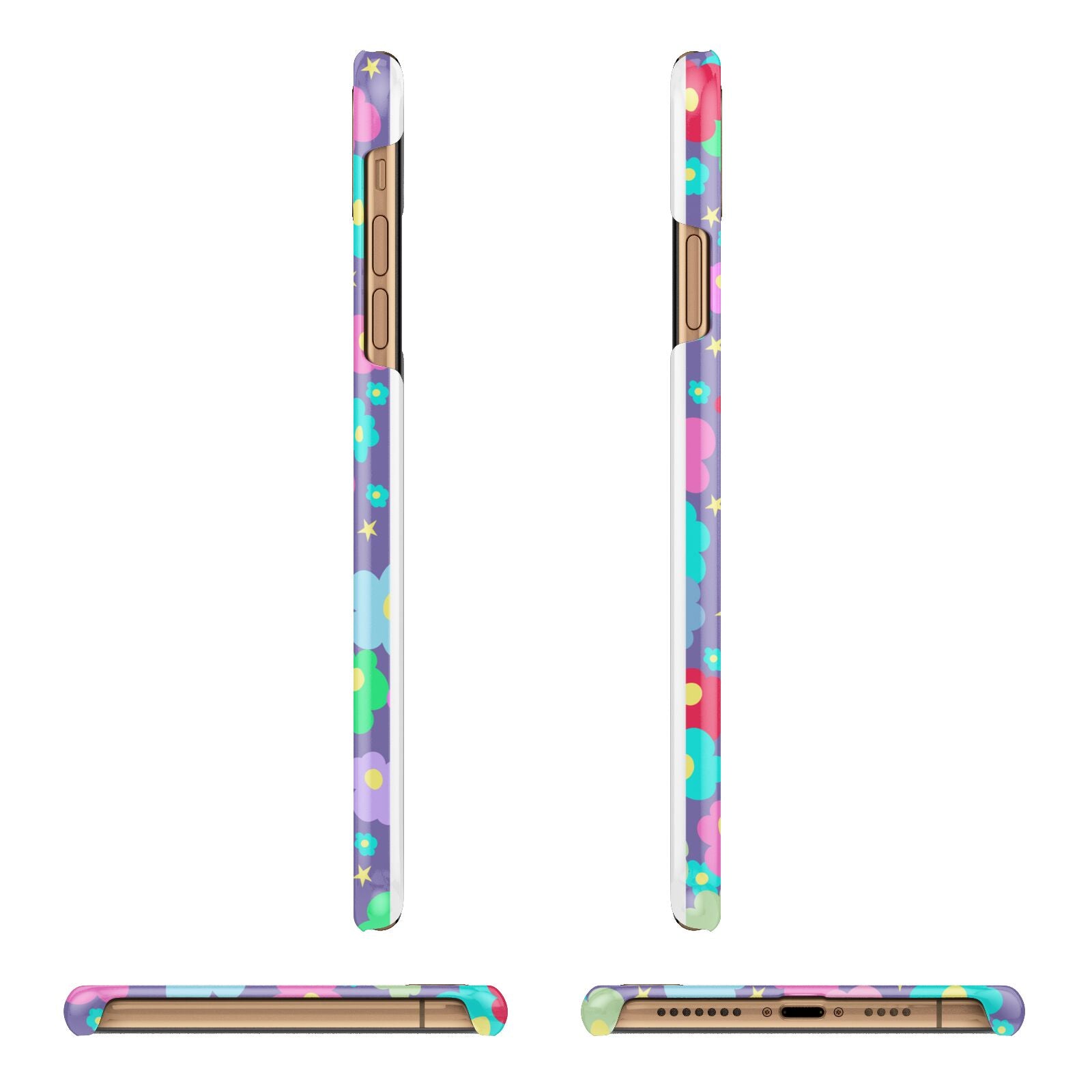 Colourful Flowers Apple iPhone Xs Max 3D Wrap Snap Case Angled Images