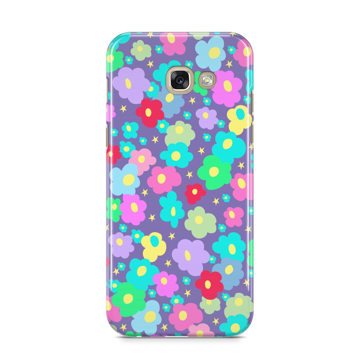 Colourful Flowers Samsung Galaxy A5 2017 Case on gold phone