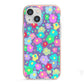 Colourful Flowers iPhone 13 Mini TPU Impact Case with Pink Edges