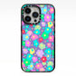 Colourful Flowers iPhone 13 Pro Black Impact Case on Silver phone