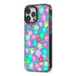 Colourful Flowers iPhone 13 Pro Max Black Impact Case Side Angle on Silver phone