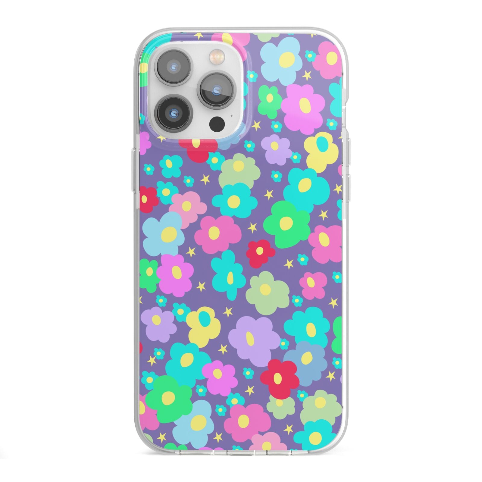 Colourful Flowers iPhone 13 Pro Max TPU Impact Case with White Edges