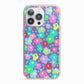 Colourful Flowers iPhone 13 Pro TPU Impact Case with Pink Edges