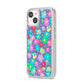 Colourful Flowers iPhone 14 Clear Tough Case Starlight Angled Image