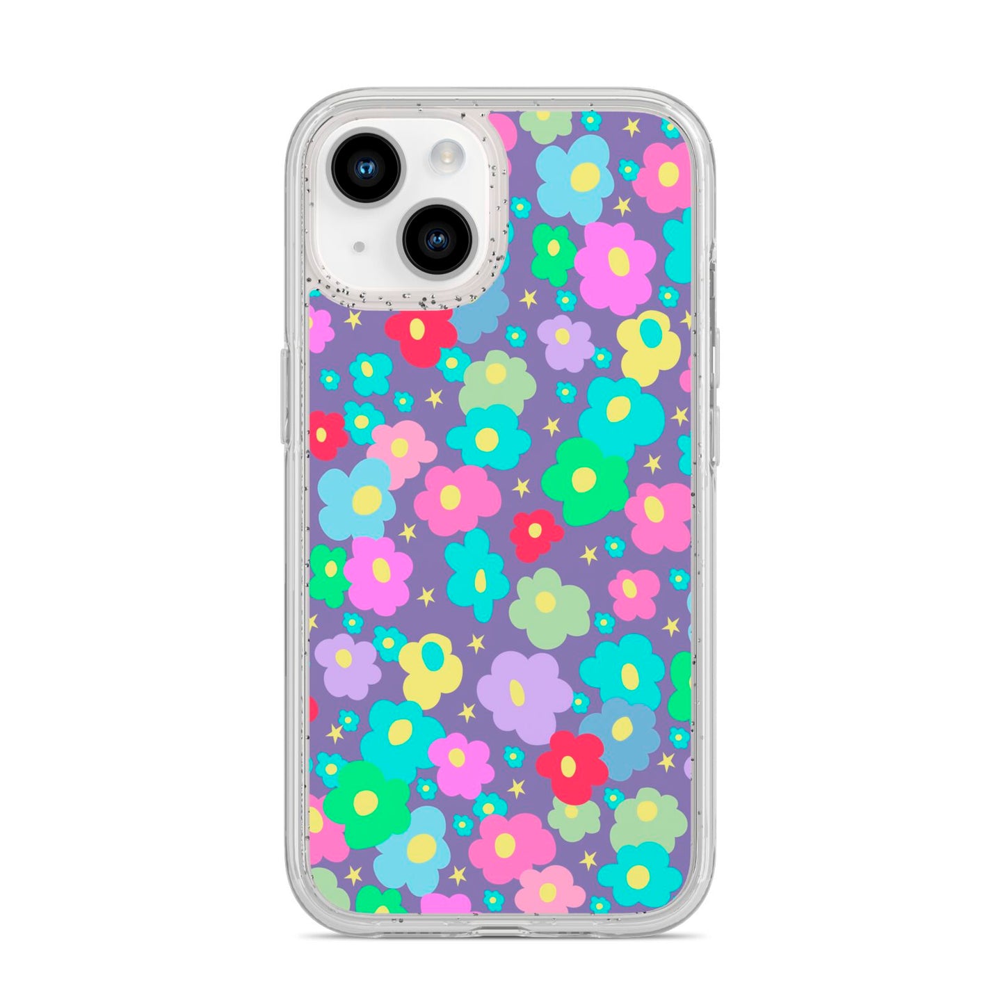 Colourful Flowers iPhone 14 Glitter Tough Case Starlight