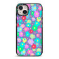 Colourful Flowers iPhone 14 Plus Black Impact Case on Silver phone