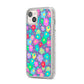 Colourful Flowers iPhone 14 Plus Glitter Tough Case Starlight Angled Image