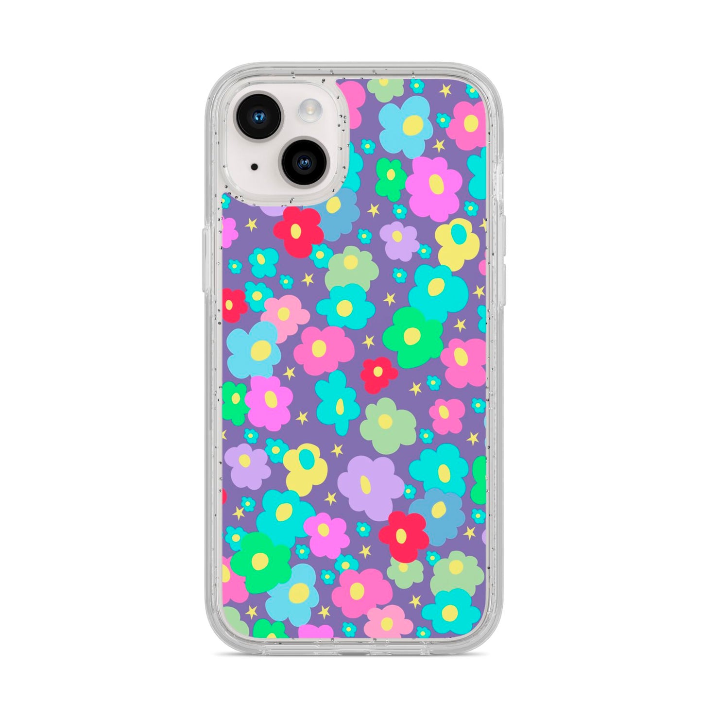 Colourful Flowers iPhone 14 Plus Glitter Tough Case Starlight