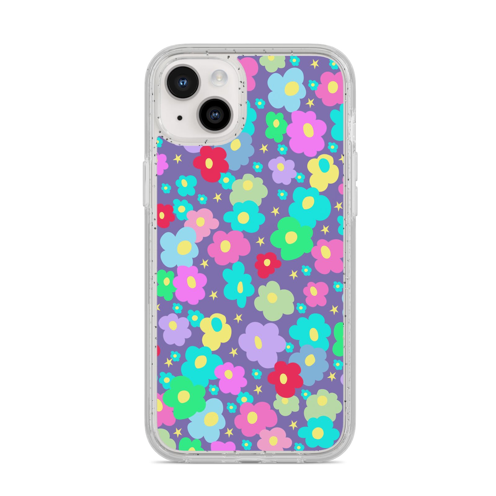 Colourful Flowers iPhone 14 Plus Glitter Tough Case Starlight
