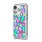 Colourful Flowers iPhone 14 Pro Clear Tough Case Silver Angled Image