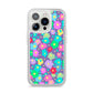 Colourful Flowers iPhone 14 Pro Clear Tough Case Silver