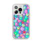 Colourful Flowers iPhone 14 Pro Glitter Tough Case Silver