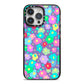 Colourful Flowers iPhone 14 Pro Max Black Impact Case on Silver phone
