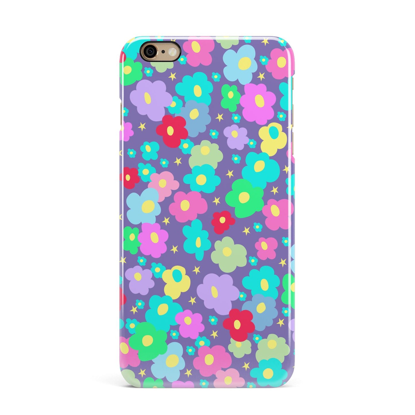 Colourful Flowers iPhone 6 Plus 3D Snap Case on Gold Phone