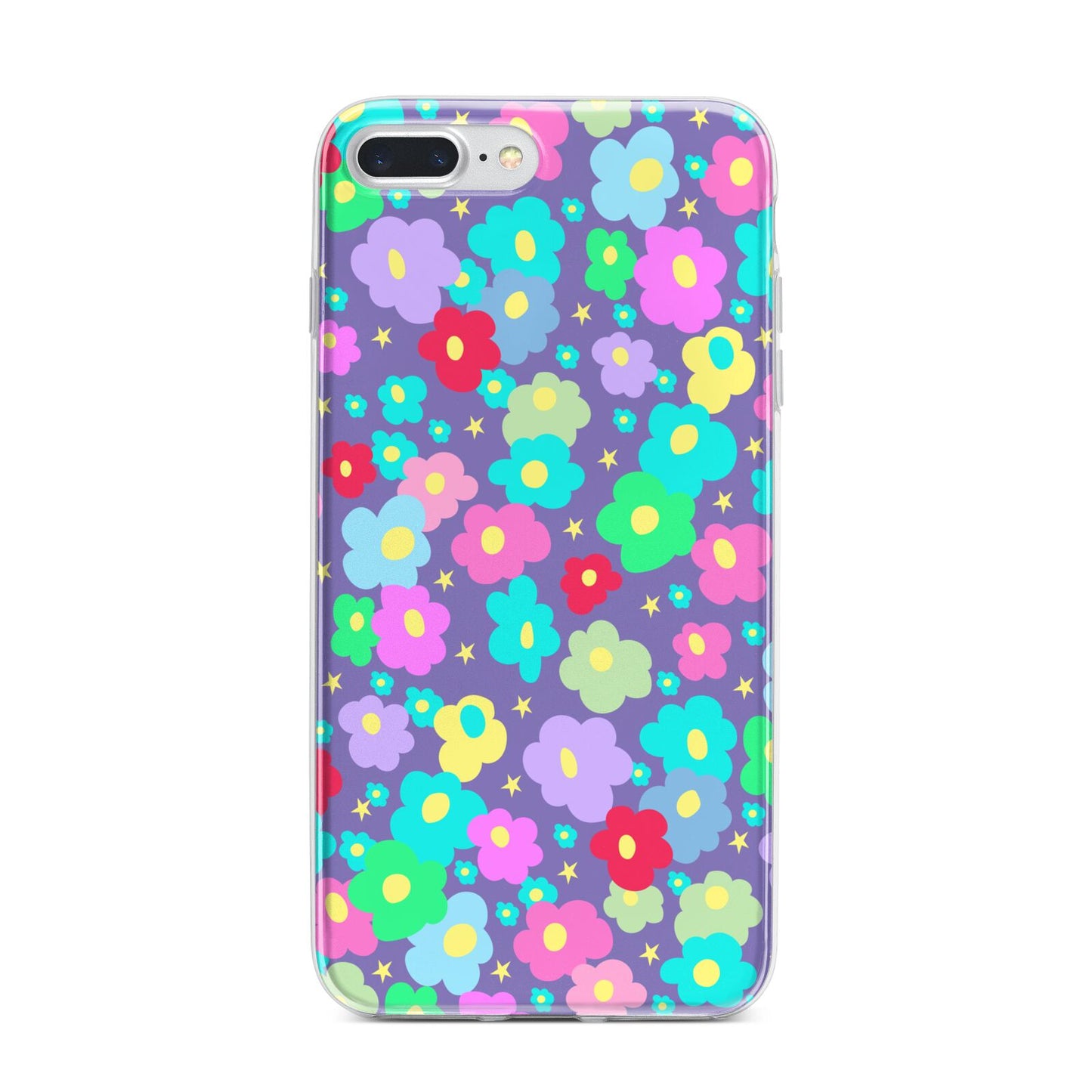 Colourful Flowers iPhone 7 Plus Bumper Case on Silver iPhone