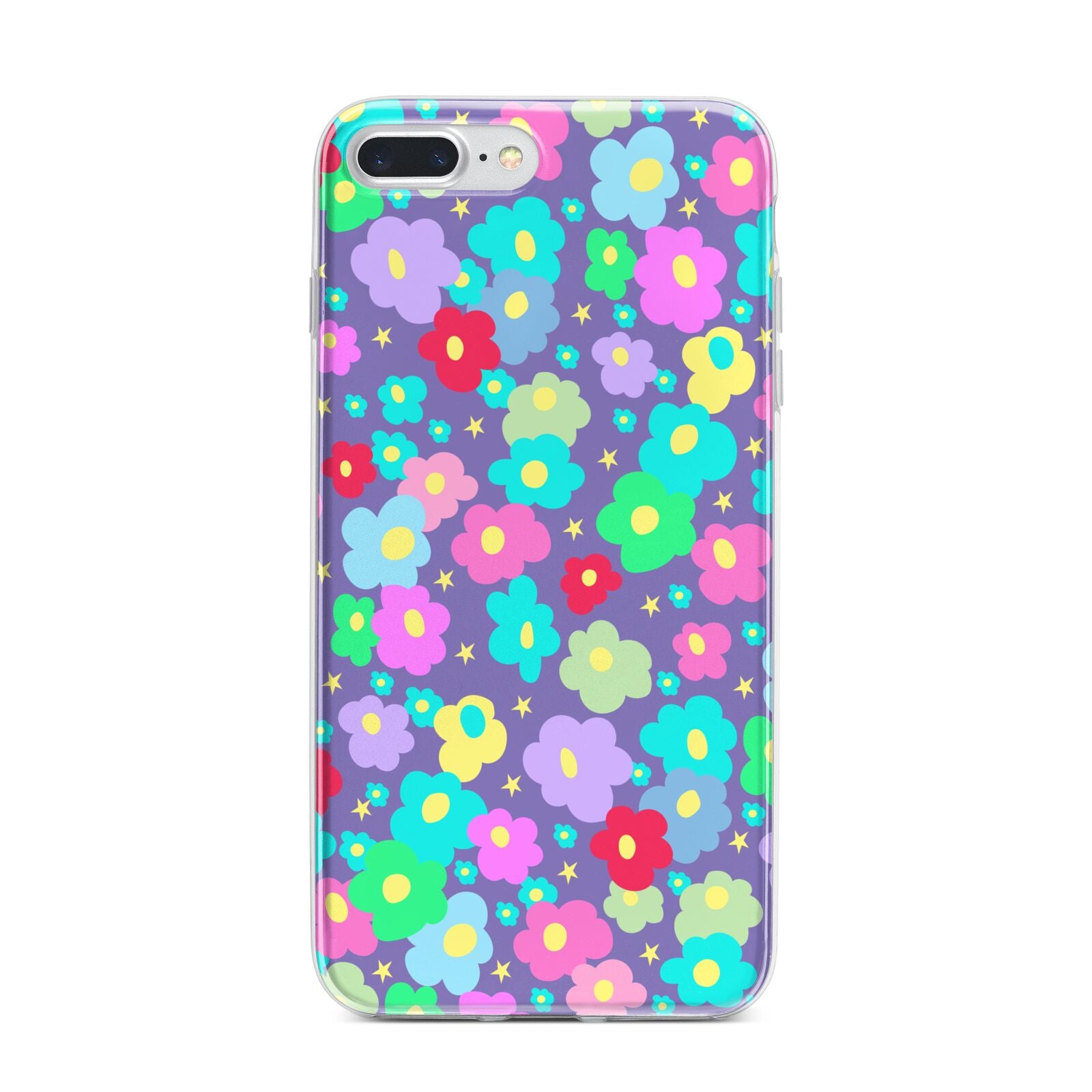 Colourful Flowers iPhone 7 Plus Bumper Case on Silver iPhone