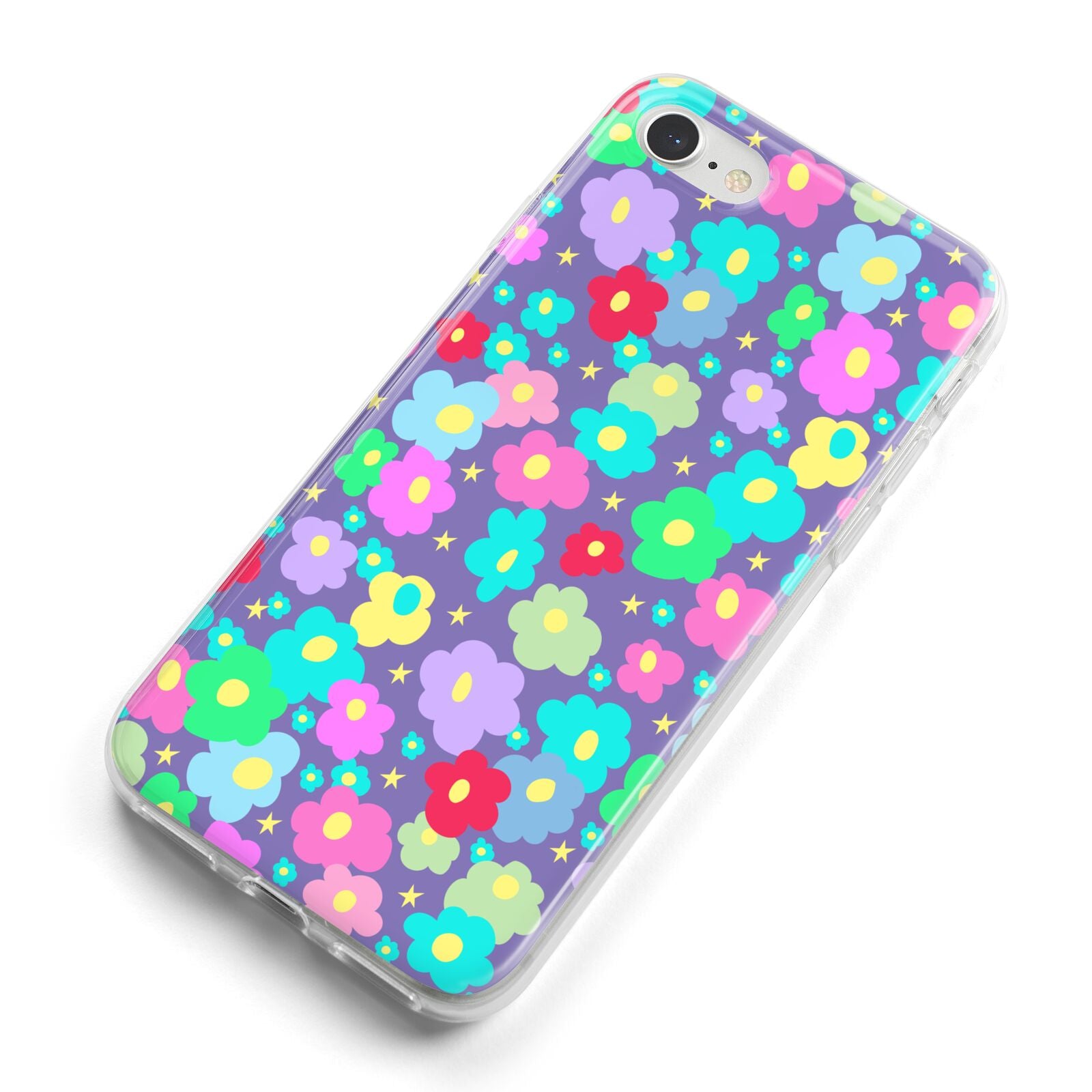 Colourful Flowers iPhone 8 Bumper Case on Silver iPhone Alternative Image