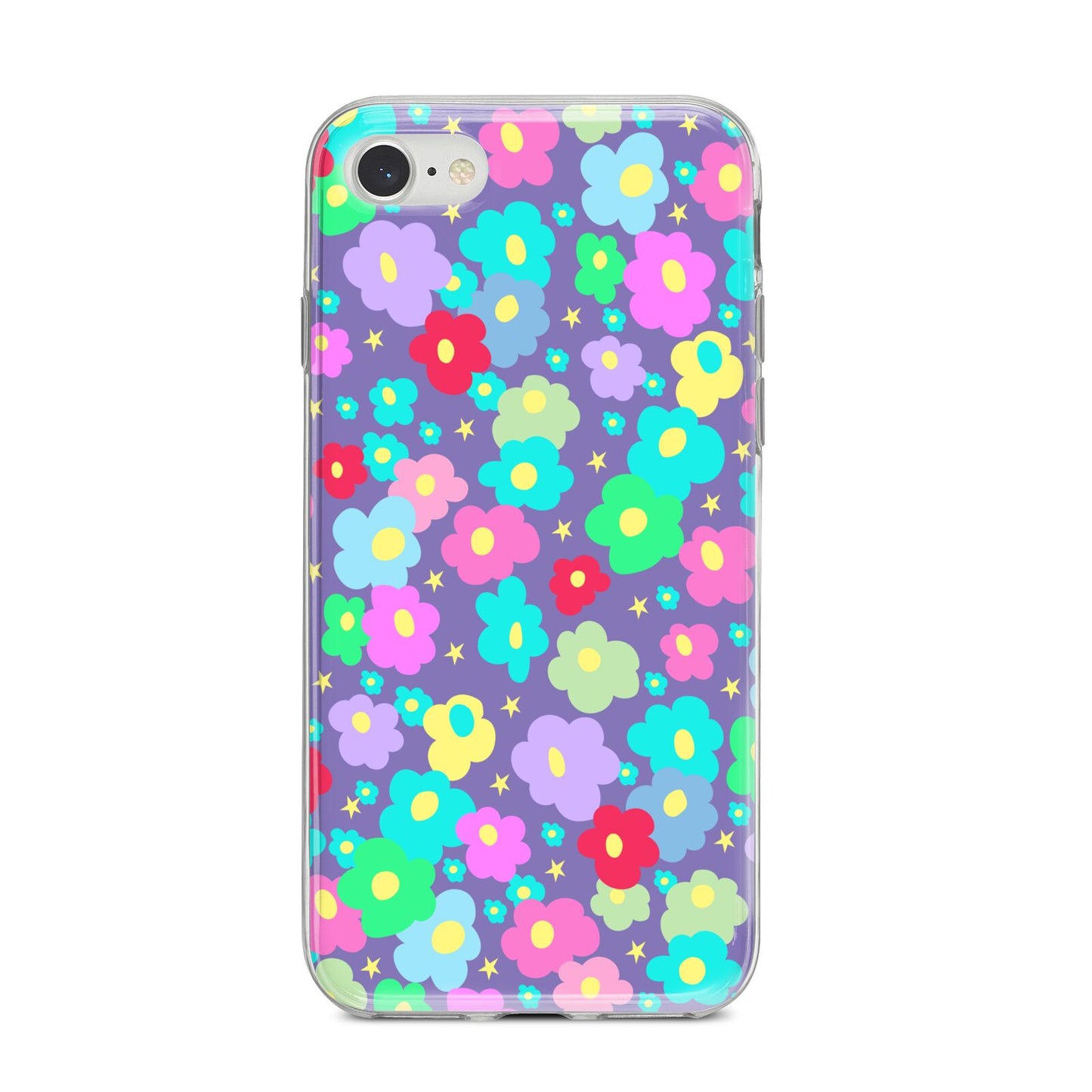 Colourful Flowers iPhone 8 Bumper Case on Silver iPhone